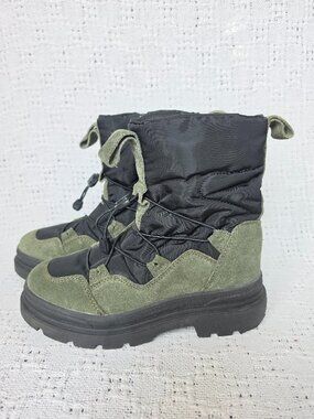 Pajar Valora Olive Suede Side-Zip Winter Boots waterproof Gorpcore Womens 8 / 39